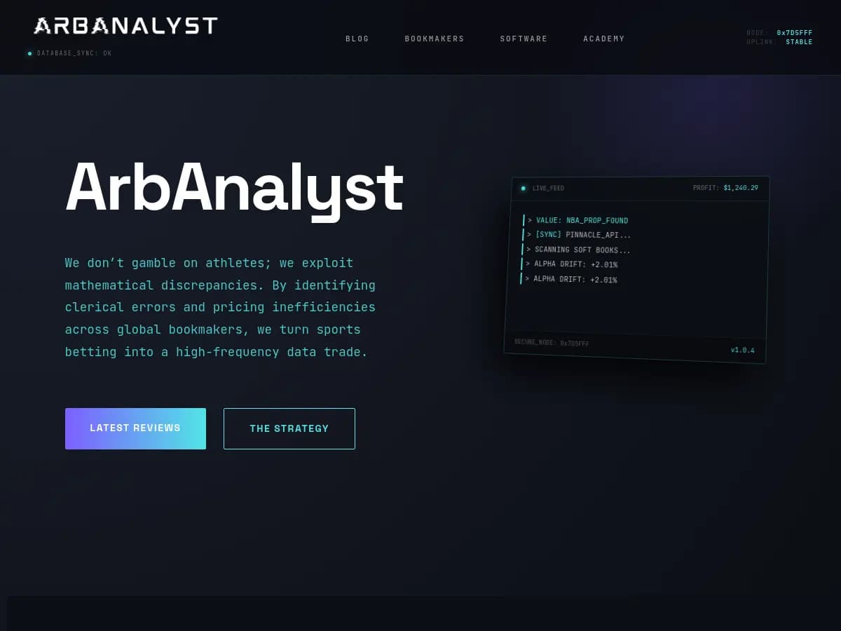 ArbAnalyst website